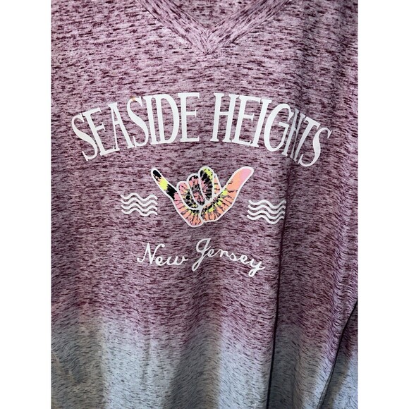 Seaside Heights NJ Shirt XL Long Sleeve Tee Hooded Ombré Red Grey Jersey Shore - Picture 2 of 8
